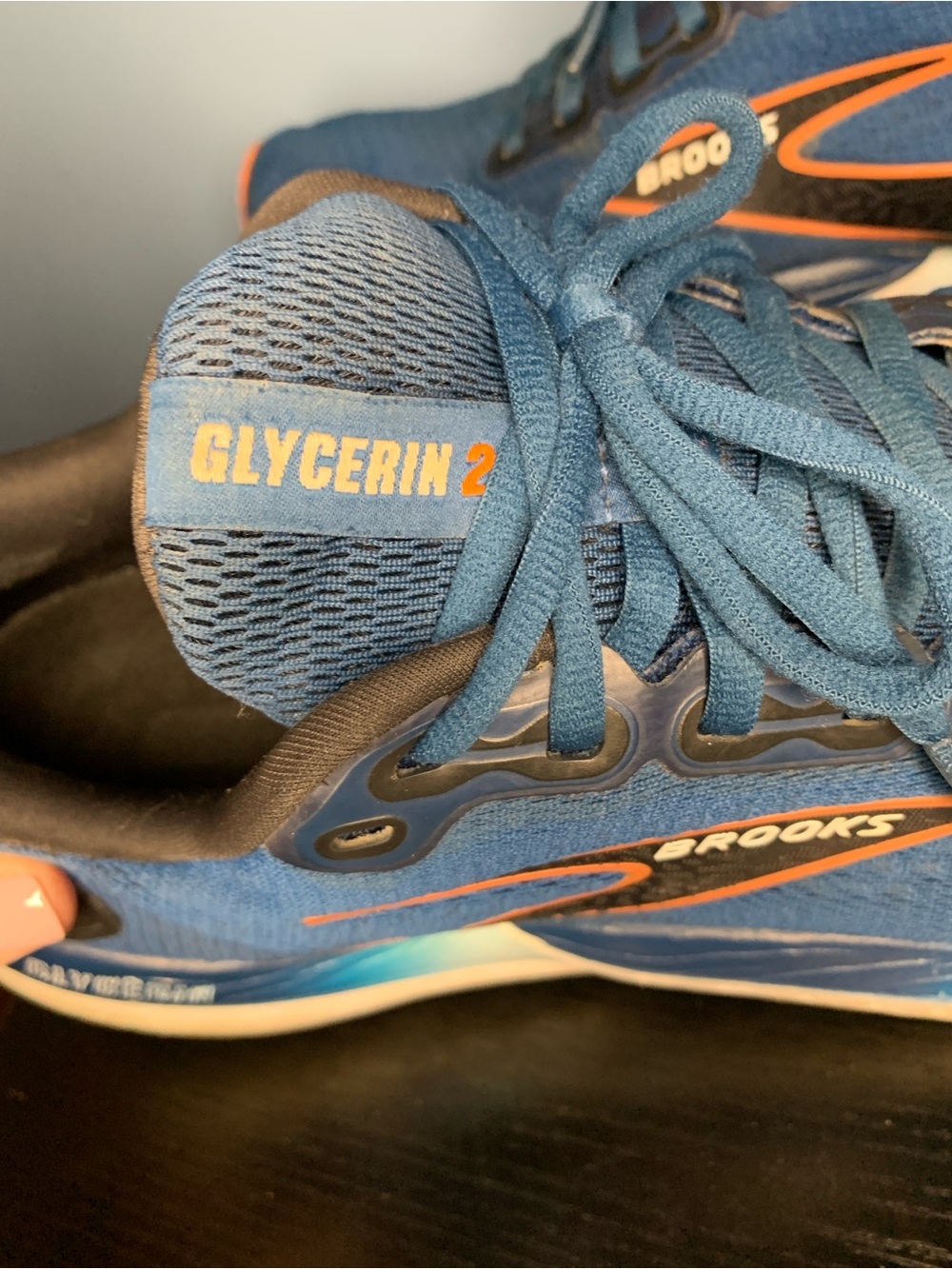 Brooks Men’s Glycerin GTS 21 Running Sneakers - Blue/Orange Accents - Picture 4 of 6